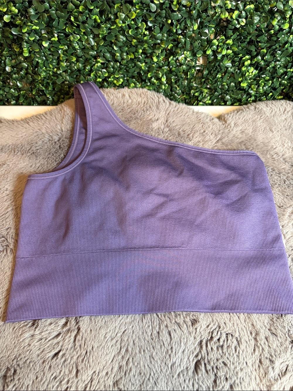 Athleta One-Shoulder Ribbed Tank Top in Lavender Size Large